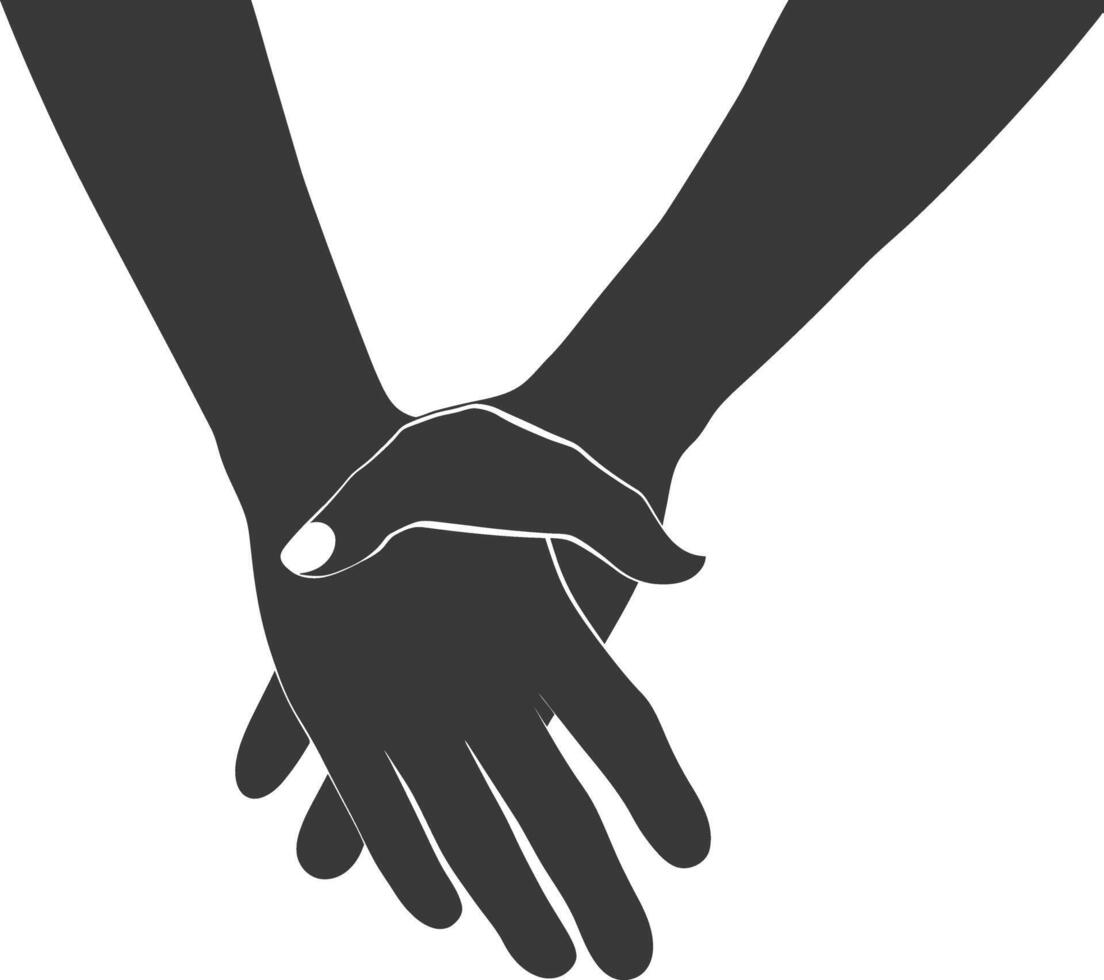 Silhouette Joining Hands holding in Harmony and Peace Between Races vector