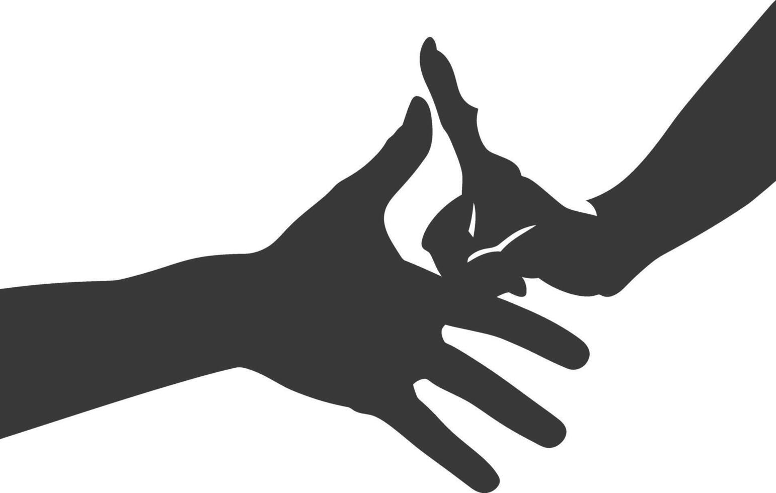 Silhouette Joining Hands holding in Harmony and Peace Between Races vector