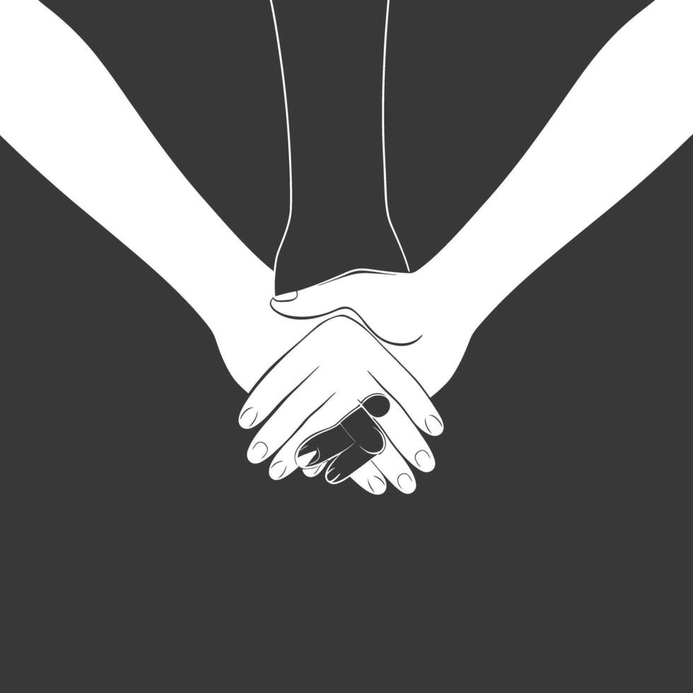 Silhouette Joining Hands holding in Harmony and Peace Between Races vector