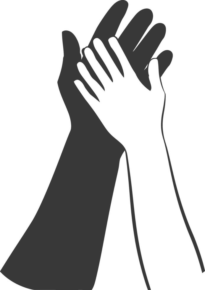 Silhouette Joining Hands holding in Harmony and Peace Between Races vector