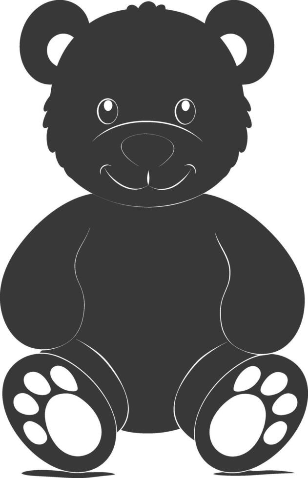 Silhouette cute bear doll black color only full body vector