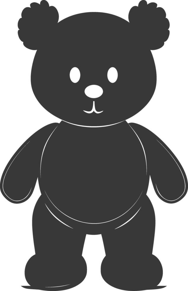 Silhouette cute bear doll black color only full body vector