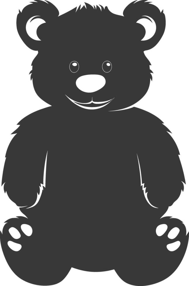 Silhouette cute bear doll black color only full body vector