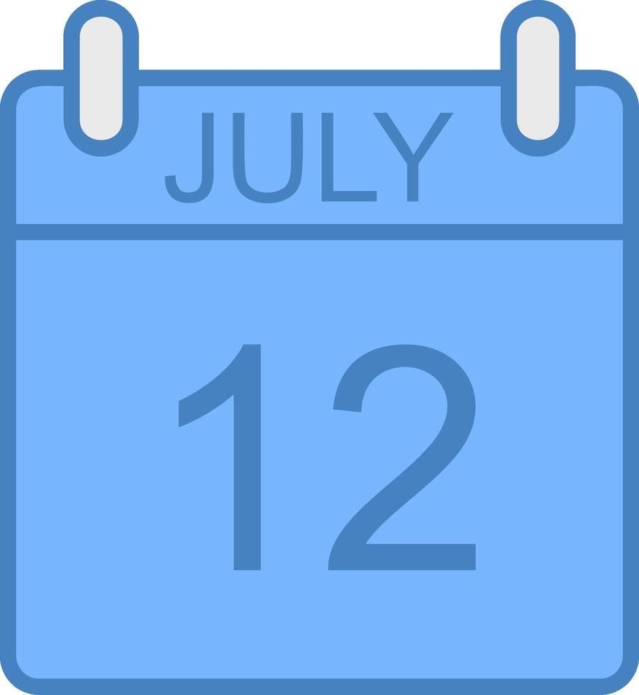 July Line Filled Blue Icon vector