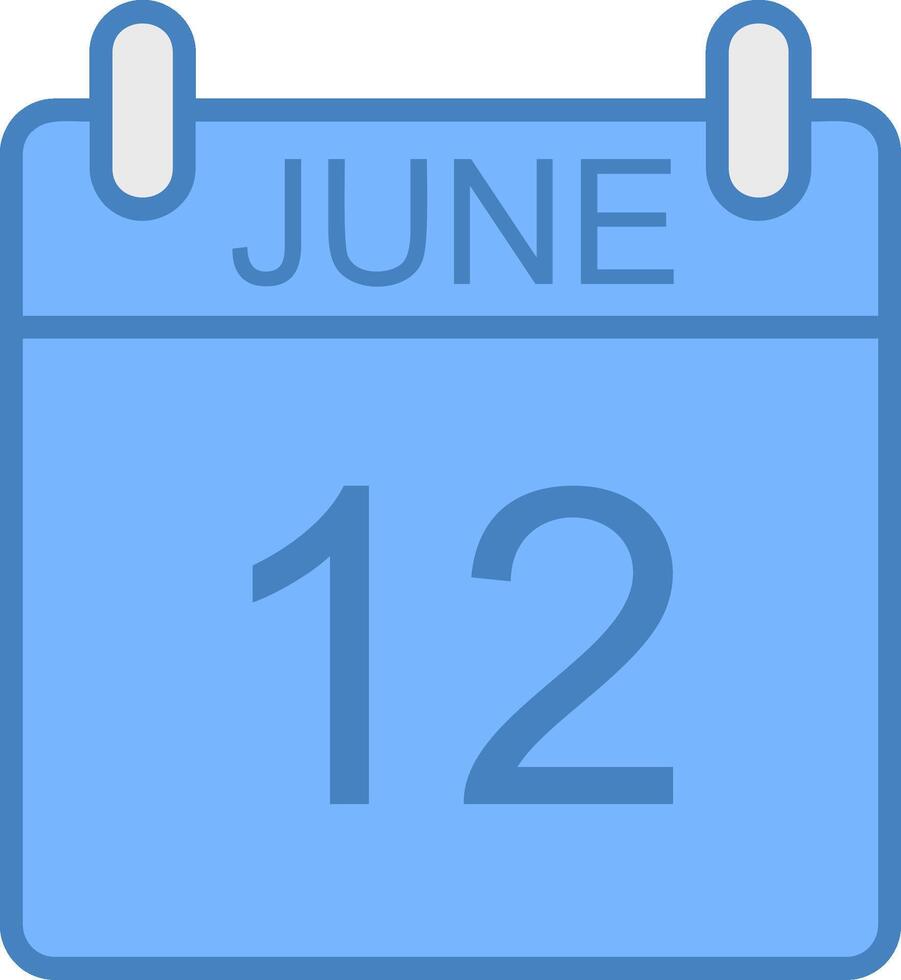 June Line Filled Blue Icon vector