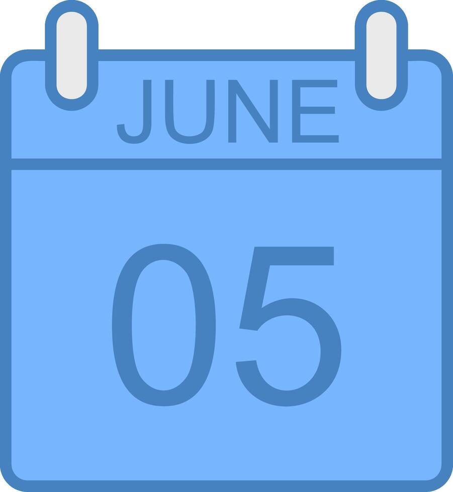 June Line Filled Blue Icon vector