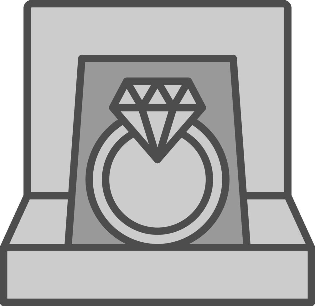 diamante anillo línea lleno escala de grises icono diseño vector