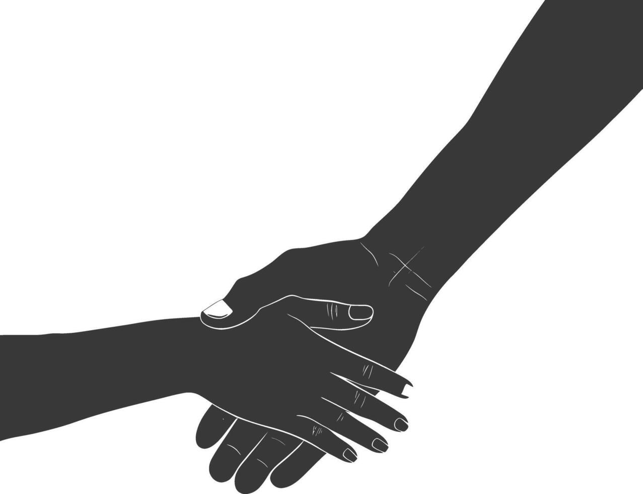 Silhouette Joining Hands holding in Harmony and Peace Between Races vector