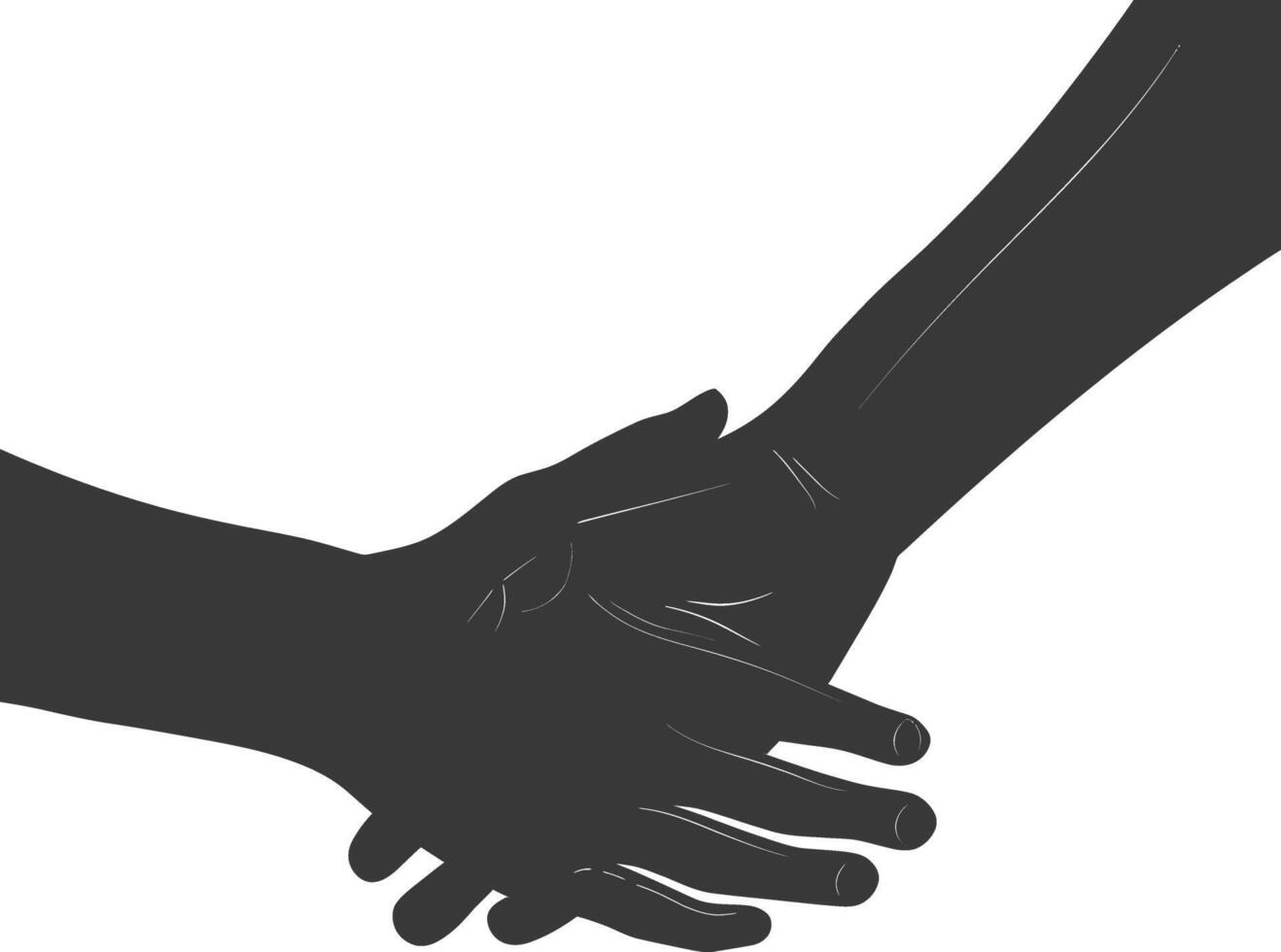 Silhouette Joining Hands holding in Harmony and Peace Between Races vector