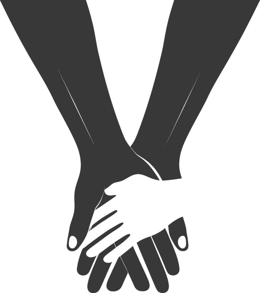 Silhouette Joining Hands holding in Harmony and Peace Between Races vector