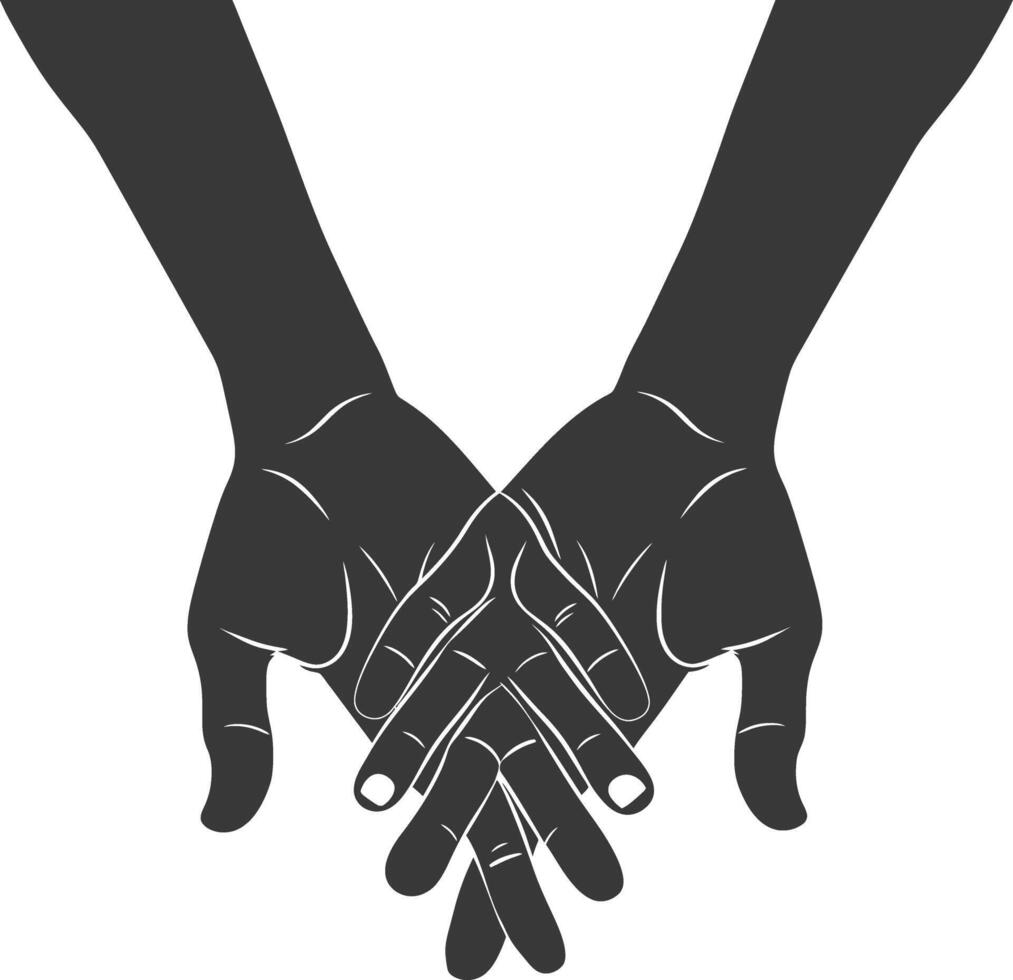 Silhouette Joining Hands holding in Harmony and Peace Between Races vector