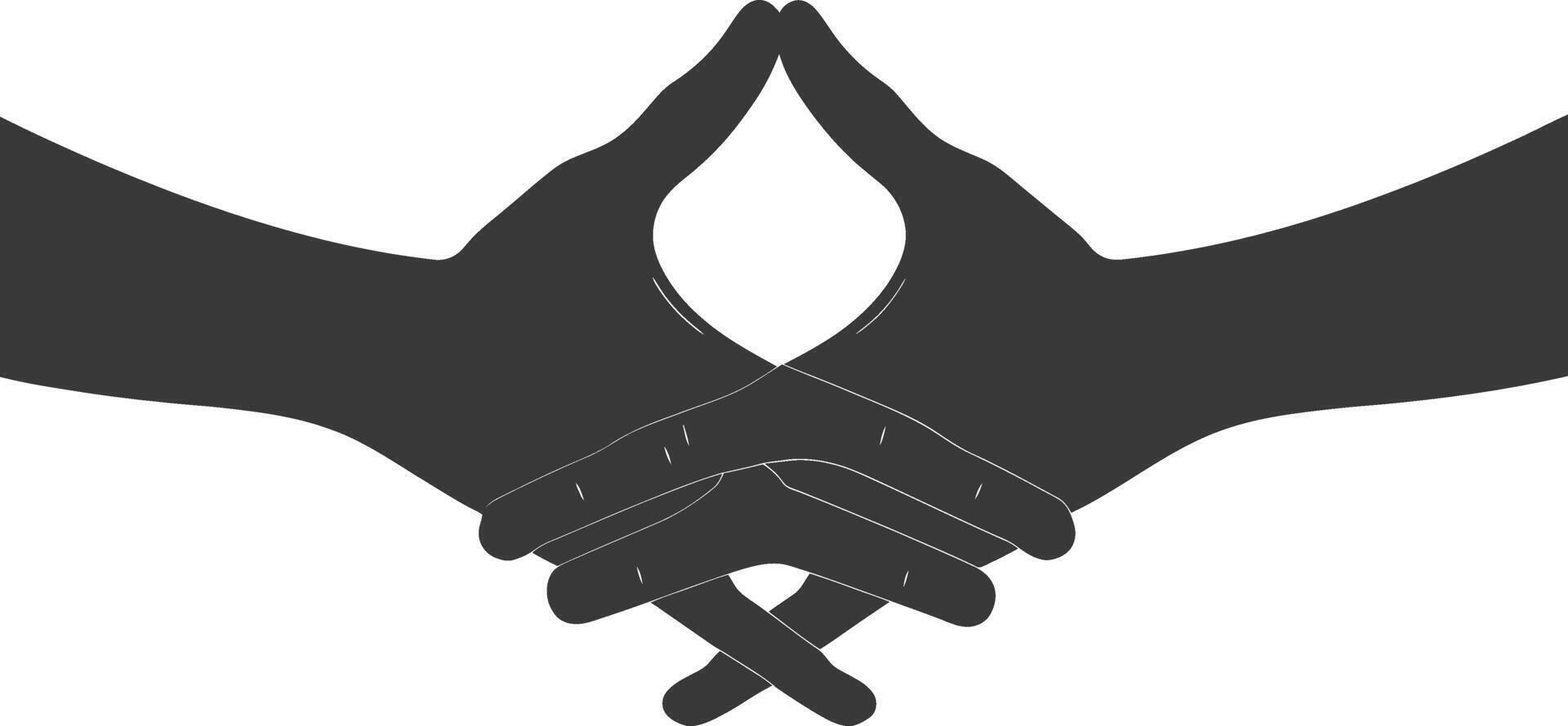 Silhouette Joining Hands holding in Harmony and Peace Between Races vector