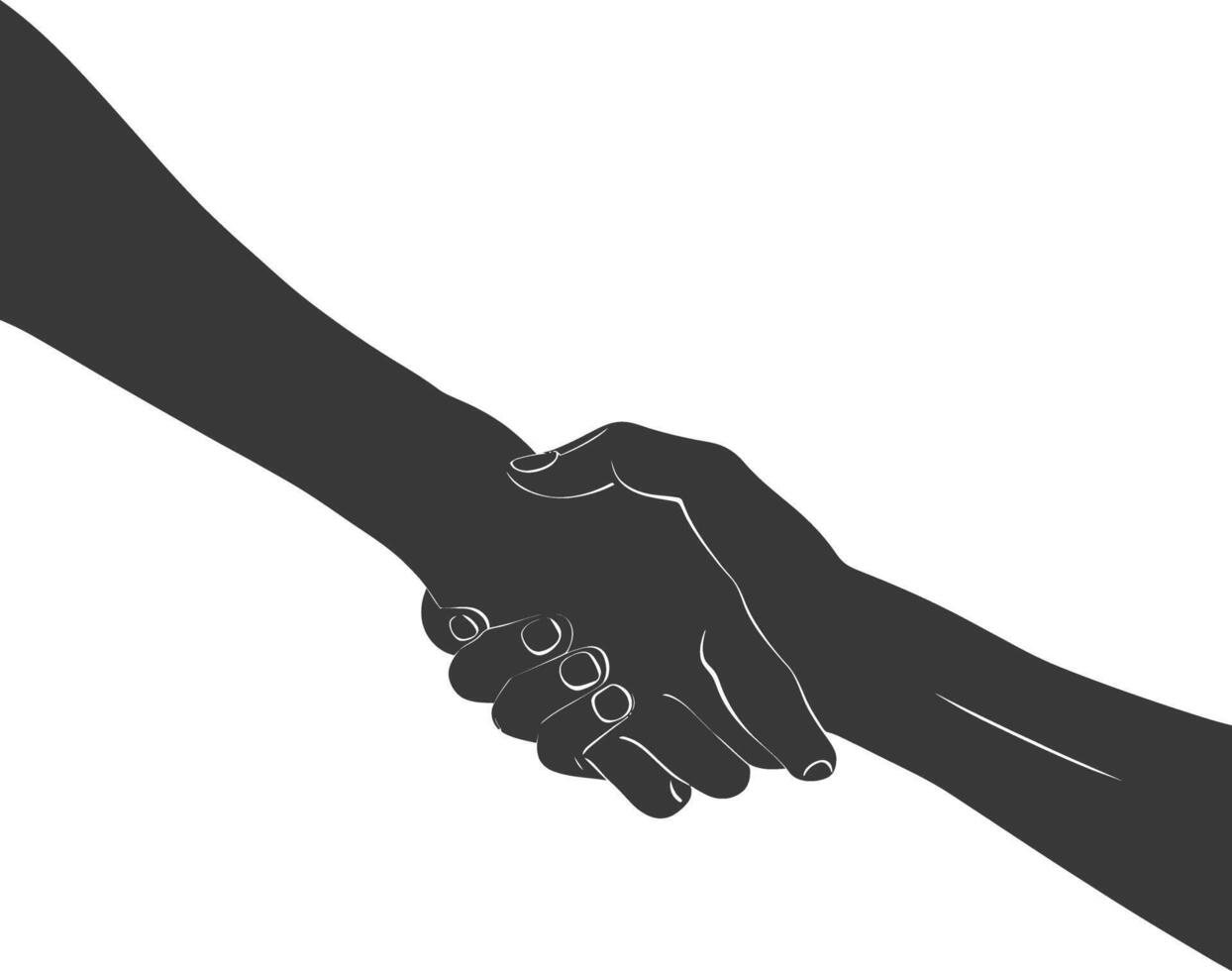 Silhouette Joining Hands holding in Harmony and Peace Between Races vector