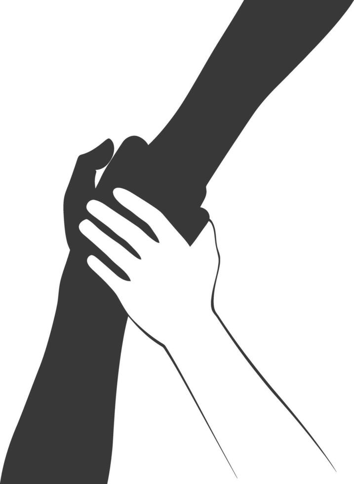 Silhouette Joining Hands holding in Harmony and Peace Between Races vector