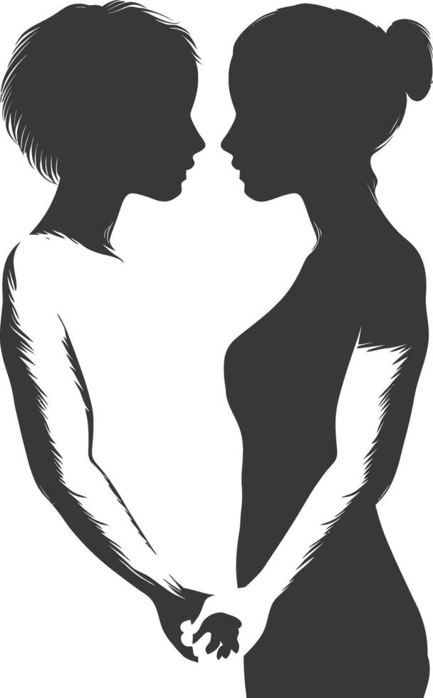 Silhouette Joining Hands holding in Harmony and Peace Between Races vector