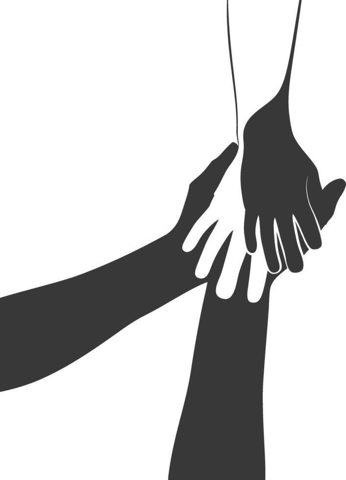 Silhouette Joining Hands holding in Harmony and Peace Between Races vector