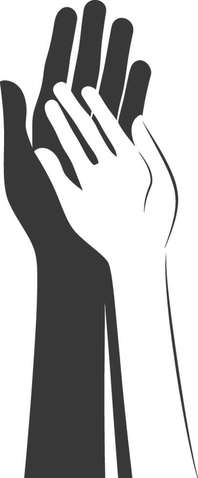 Silhouette Joining Hands holding in Harmony and Peace Between Races vector