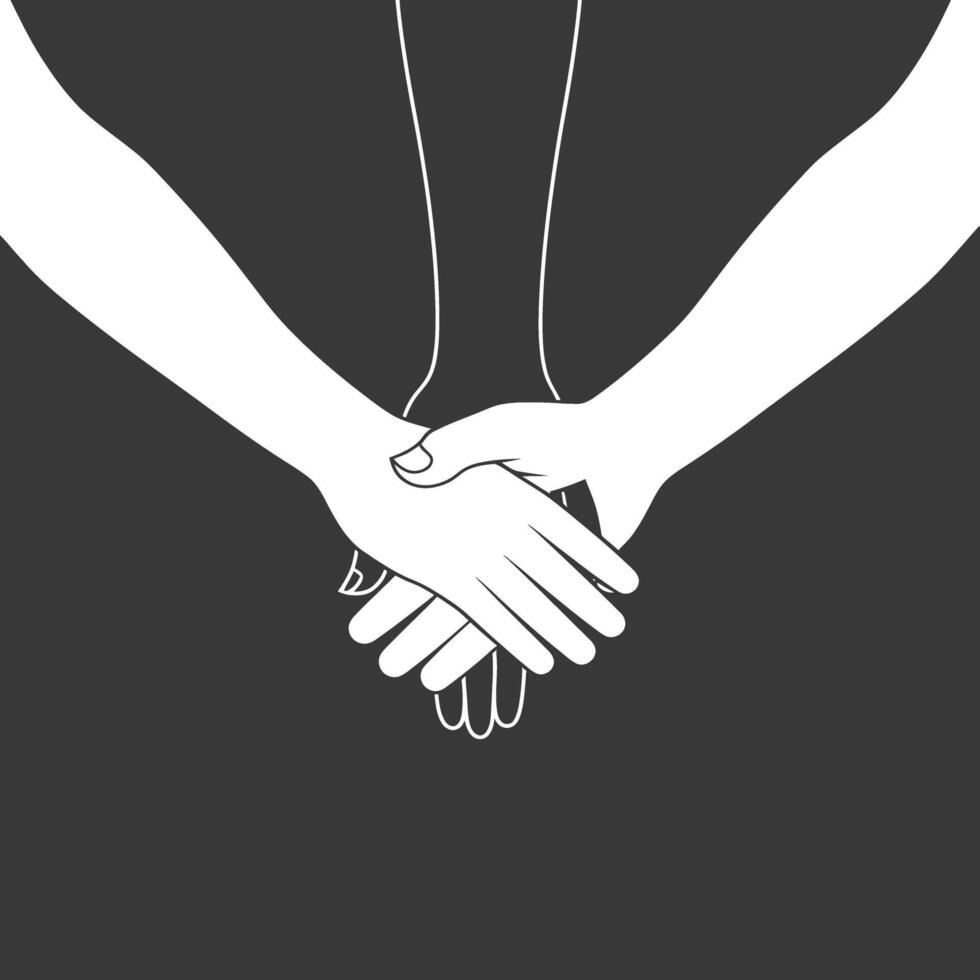 Silhouette Joining Hands holding in Harmony and Peace Between Races vector