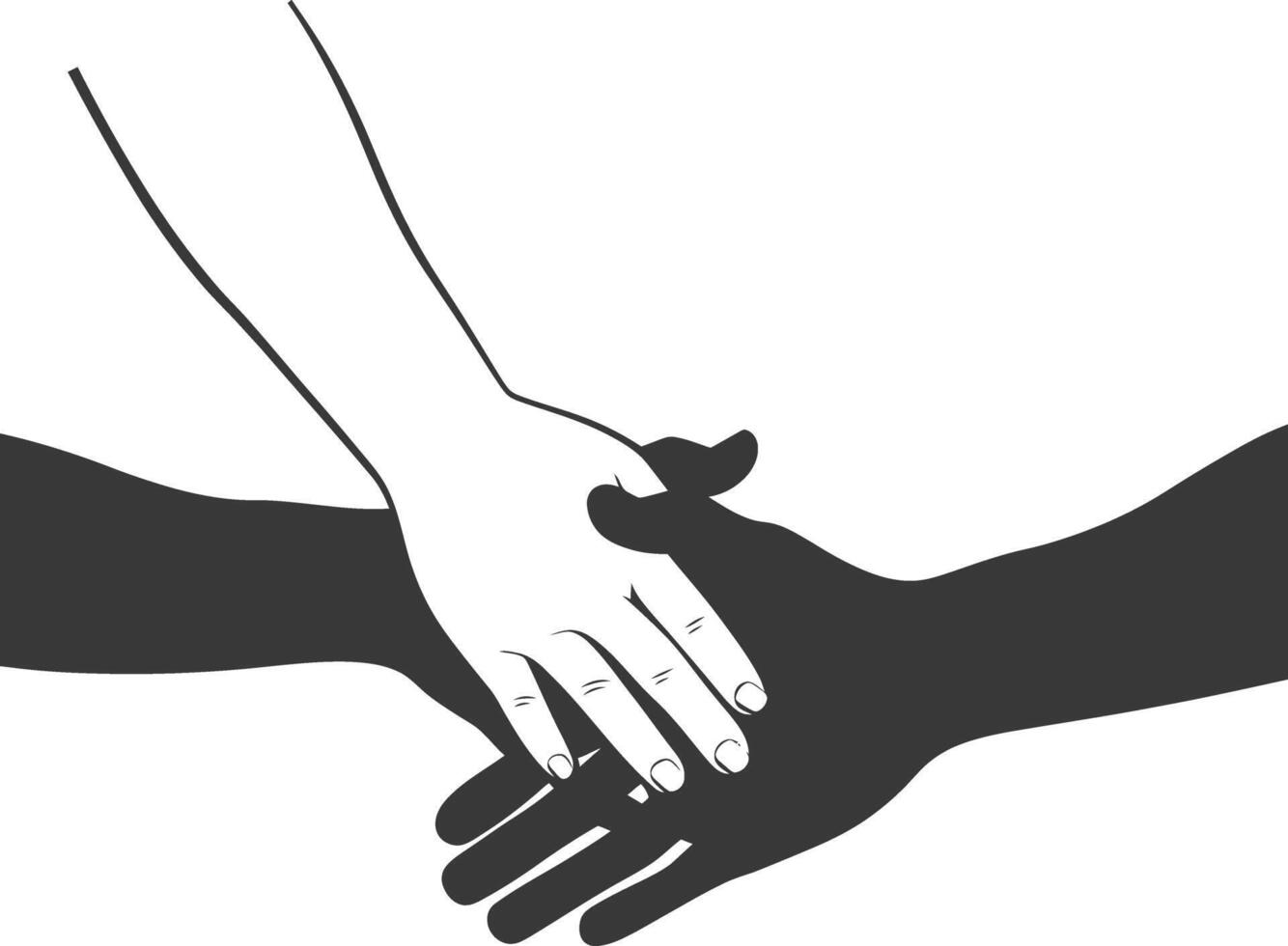 Silhouette Joining Hands holding in Harmony and Peace Between Races vector