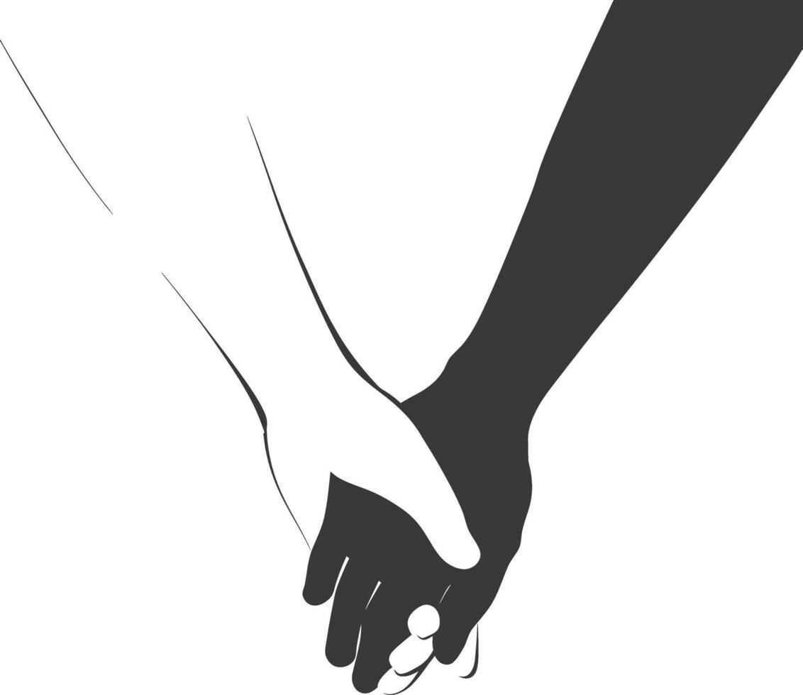 Silhouette Joining Hands holding in Harmony and Peace Between Races vector