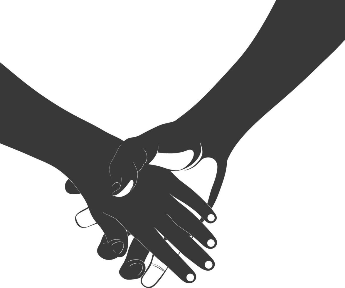 Silhouette Joining Hands holding in Harmony and Peace Between Races vector