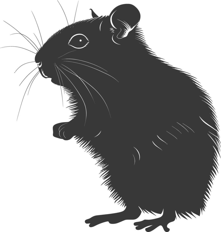 Silhouette hamster animal black color only full body vector