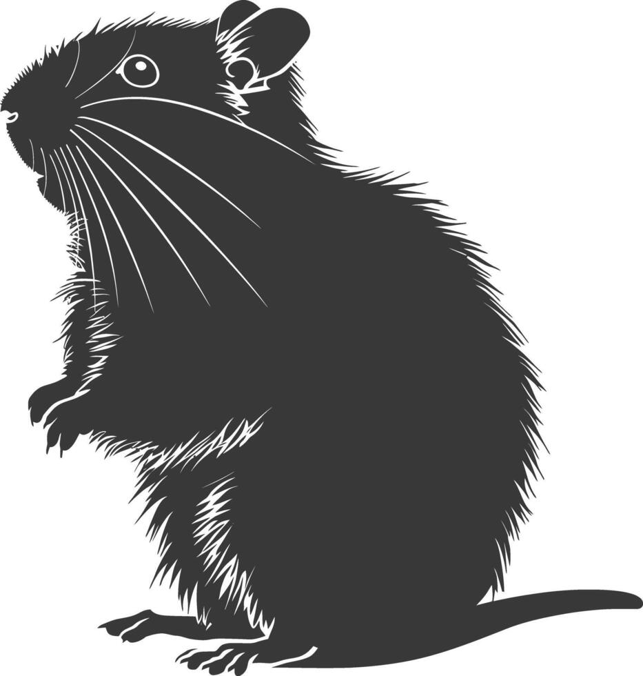 Silhouette hamster animal black color only full body vector