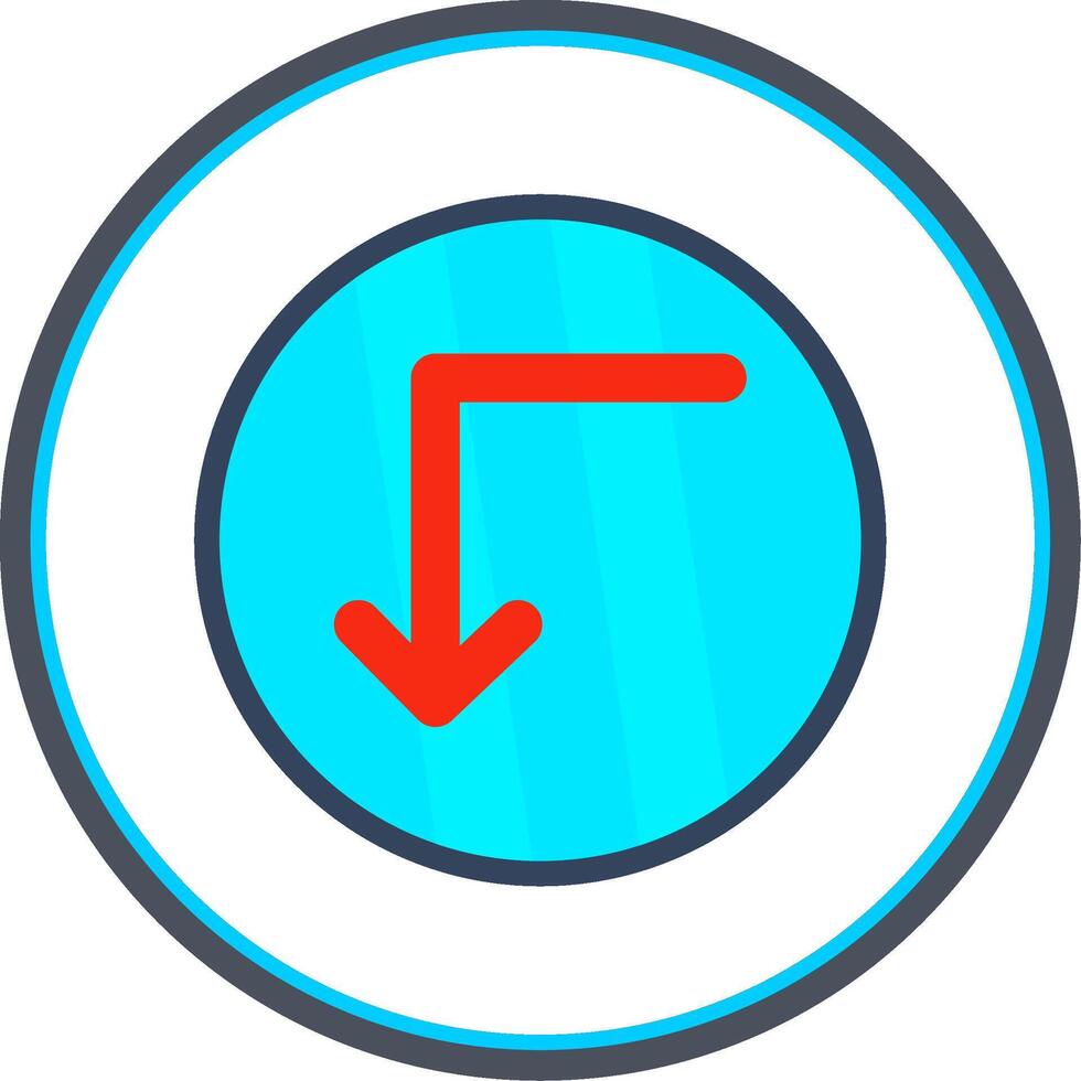 Turn Down Flat Circle Icon vector