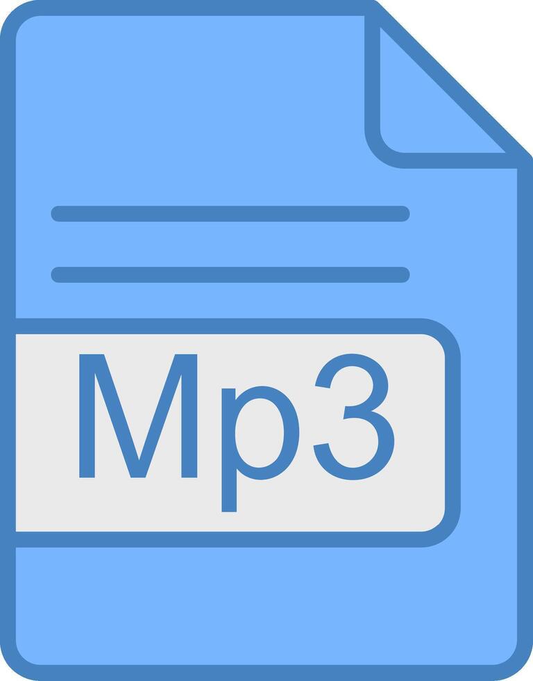 Mp3 File Format Line Filled Blue Icon vector