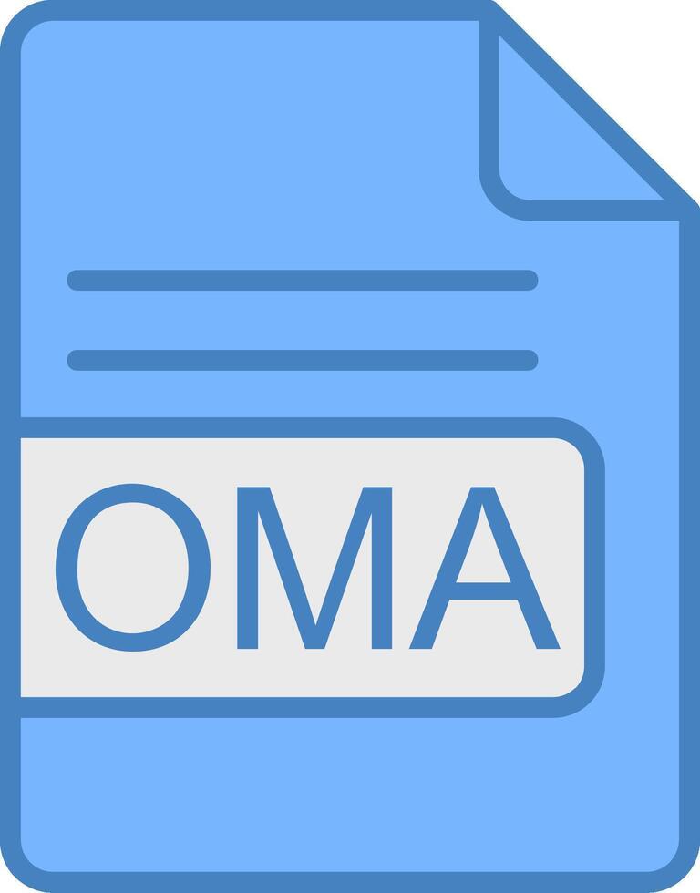 OMA File Format Line Filled Blue Icon vector