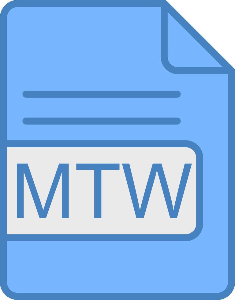 mtw archivo formato línea lleno azul icono vector