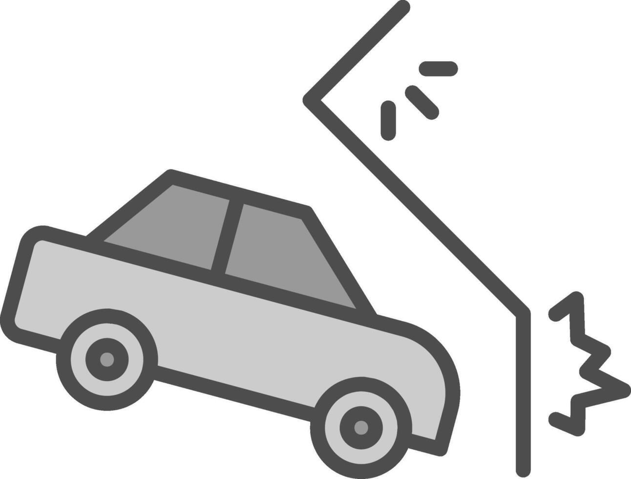 coche choque línea lleno escala de grises icono diseño vector