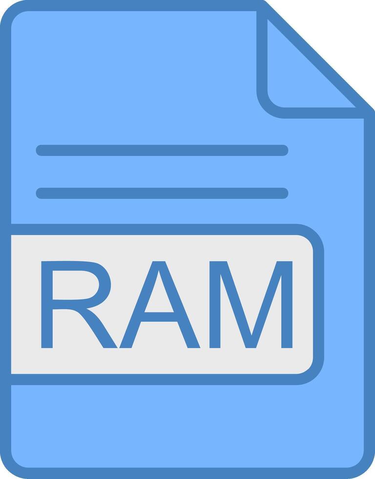 RAM File Format Line Filled Blue Icon vector