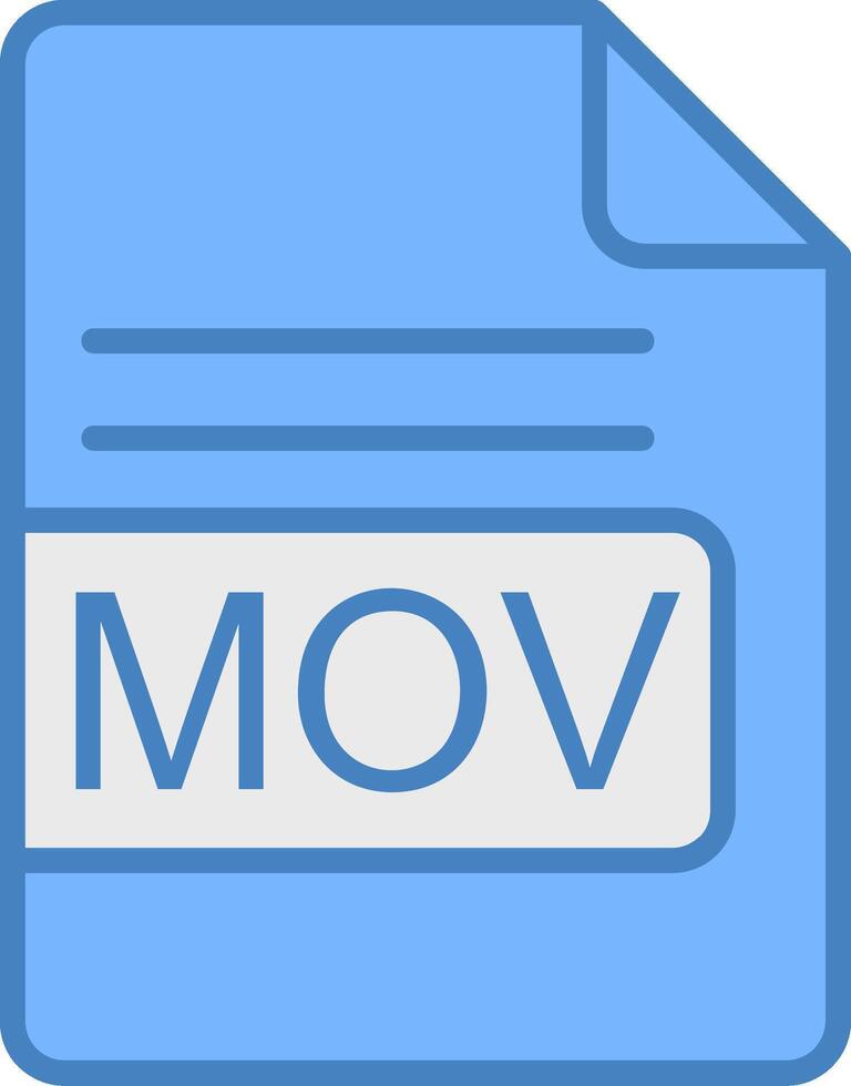 MOV File Format Line Filled Blue Icon vector