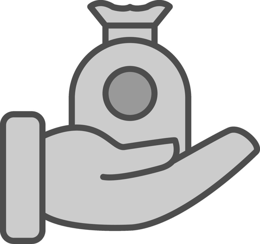 zakat línea lleno escala de grises icono diseño vector