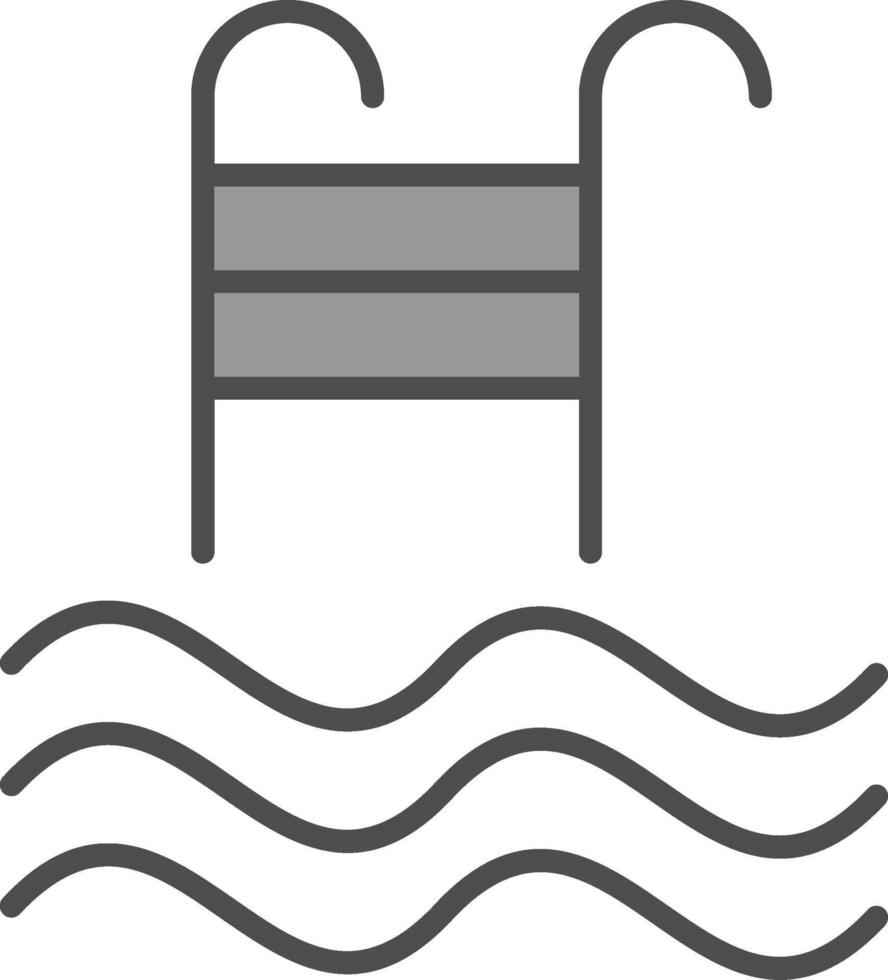 nadando piscina línea lleno escala de grises icono diseño vector