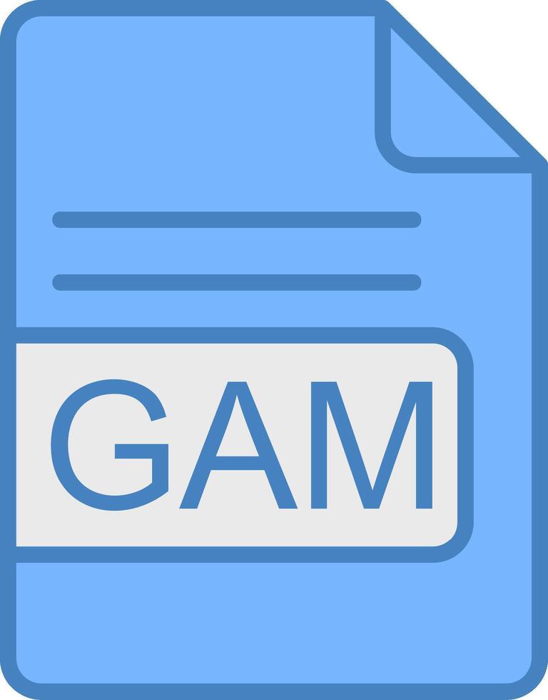 GAM File Format Line Filled Blue Icon vector