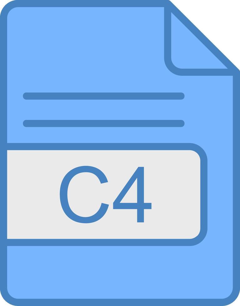 C4 File Format Line Filled Blue Icon vector