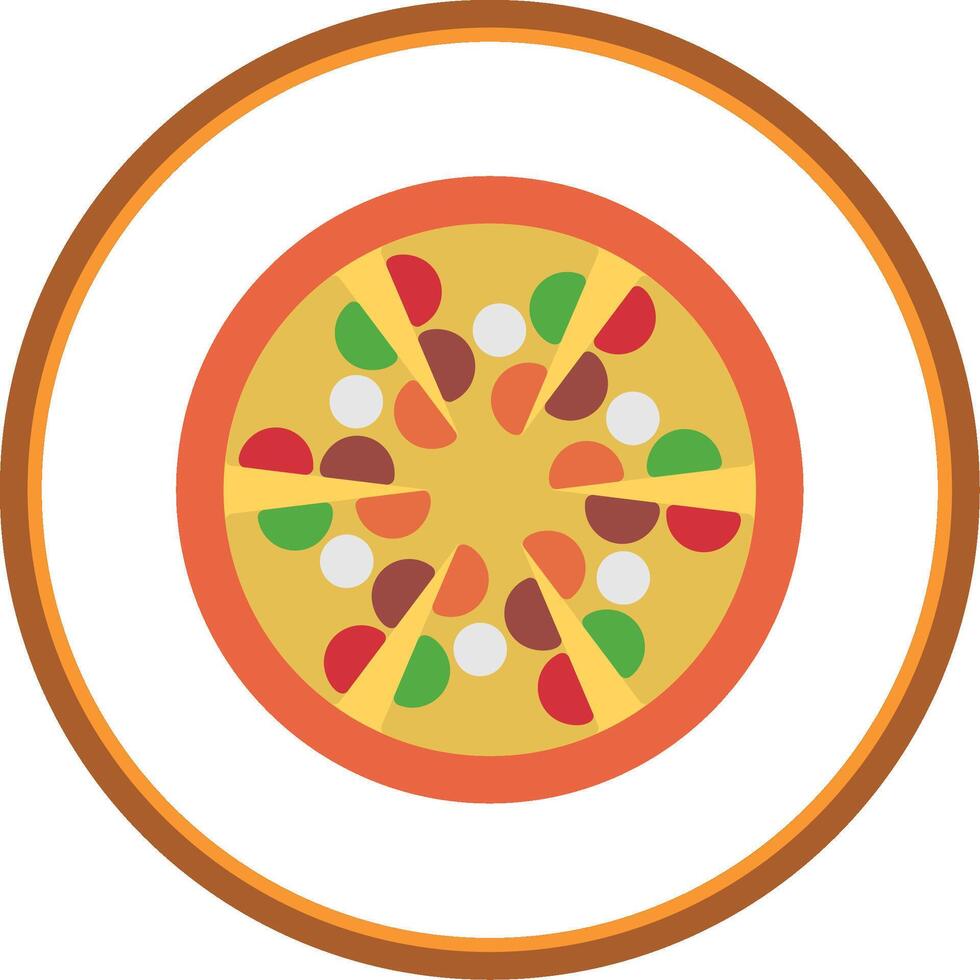 Pizza Flat Circle Icon vector