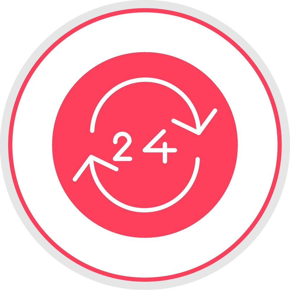 24 Hour Clock Flat Circle Icon vector