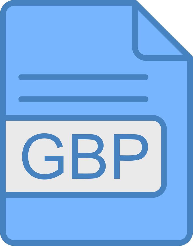 GBP archivo formato línea lleno azul icono vector