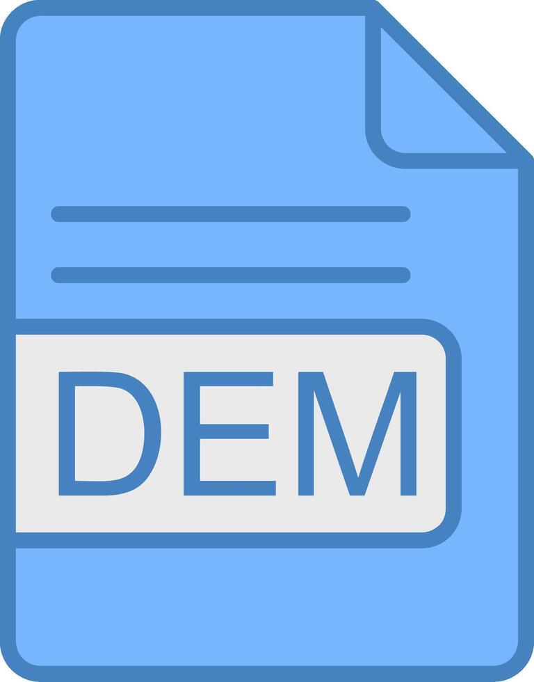 DEM File Format Line Filled Blue Icon vector