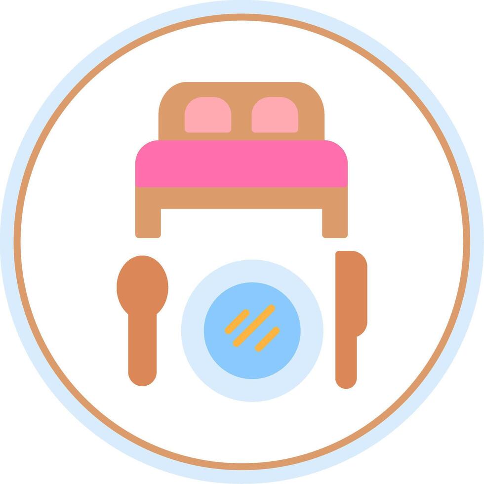 Bed And Breakfast Flat Circle Icon vector