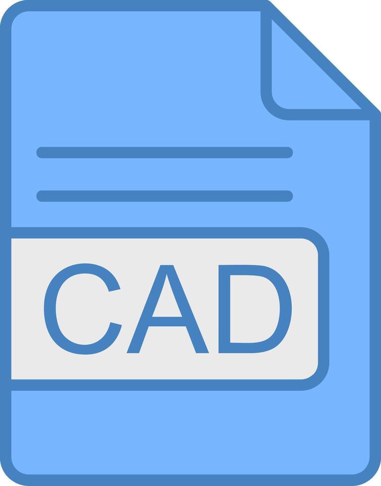 CAD File Format Line Filled Blue Icon vector