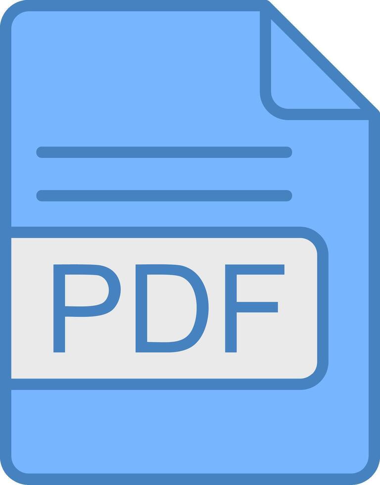 PDF File Format Line Filled Blue Icon vector