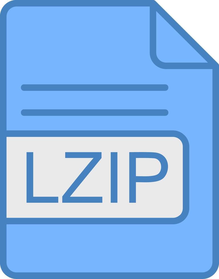 LZIP File Format Line Filled Blue Icon vector