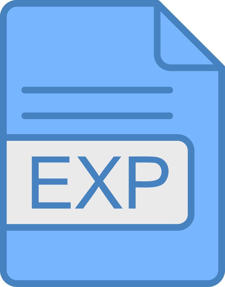 EXP File Format Line Filled Blue Icon vector