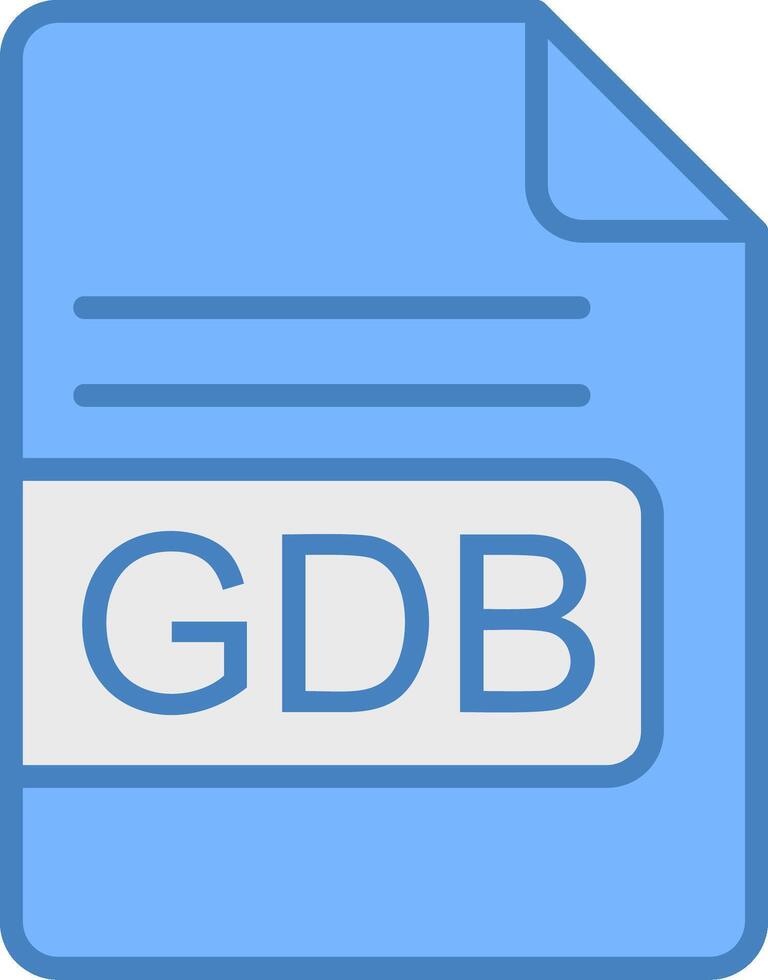 GDB File Format Line Filled Blue Icon vector