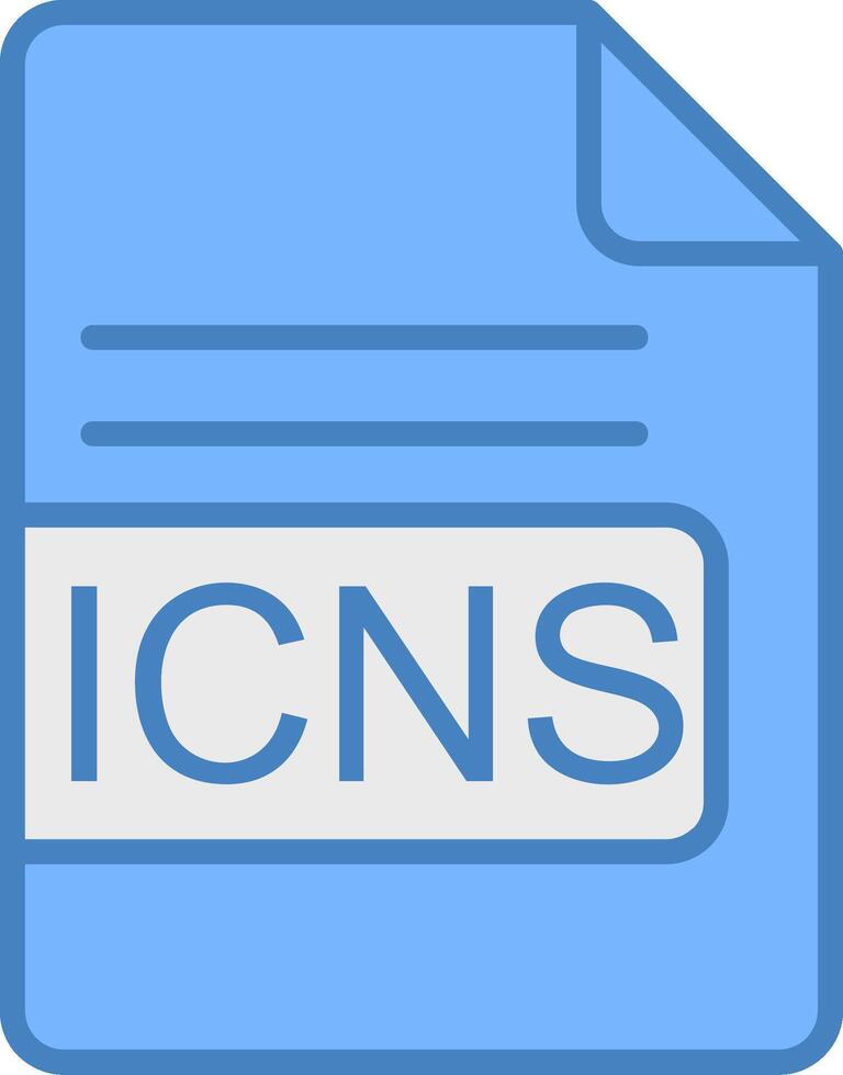 icns archivo formato línea lleno azul icono vector