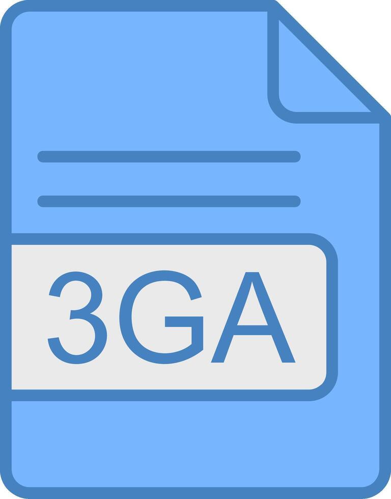 3GA File Format Line Filled Blue Icon vector